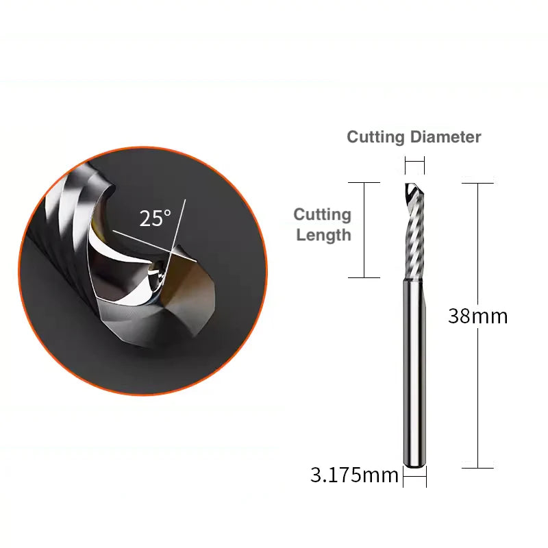 Spiral 'O' Single Flute Bit for Metal - 1/8″ Shank