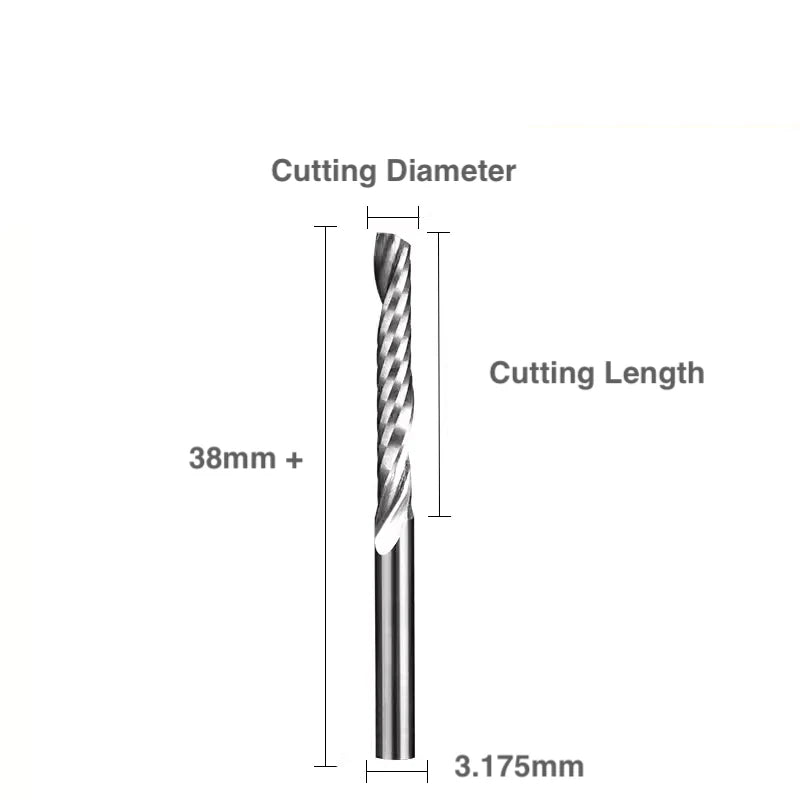 Spiral 'O' Single Flute Bit - 1/8″ Shank