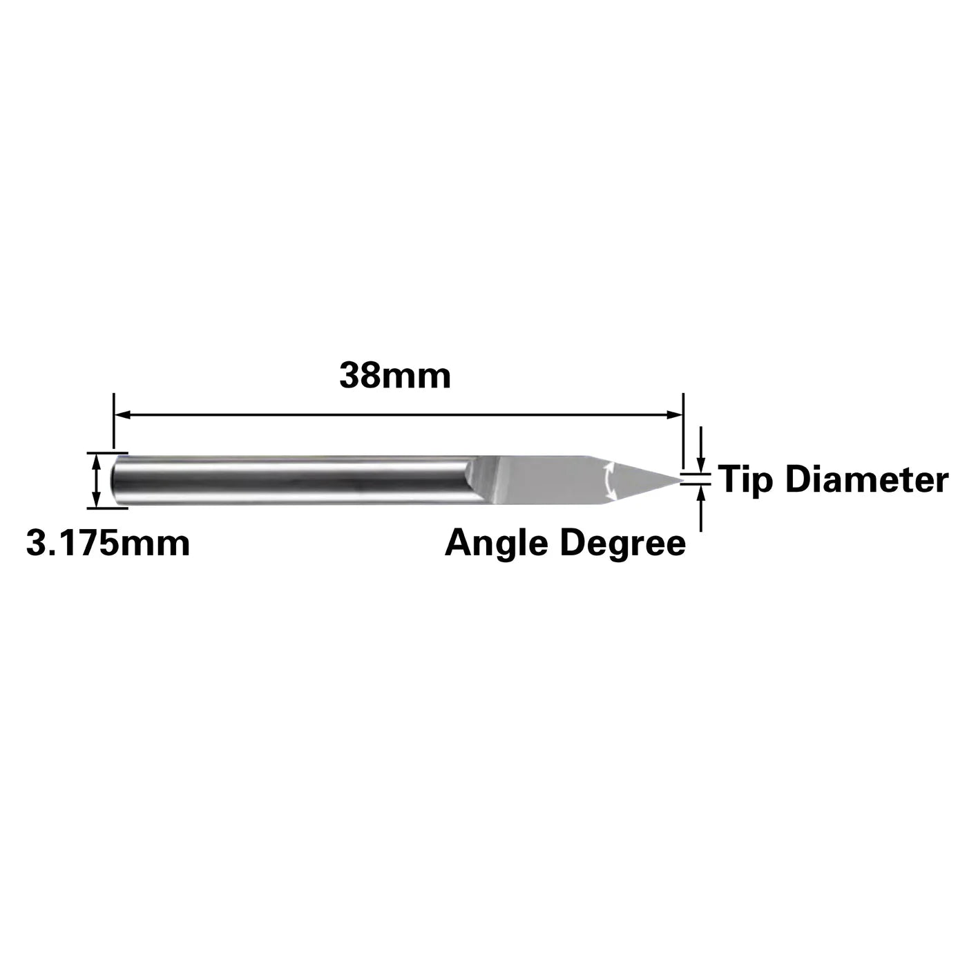 Single Flute Engraving Bit for Metal - 1/8″ Shank