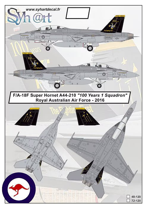 F/A-18F Super Hornet A44-210 100 Years 1 Squadron (Decal)