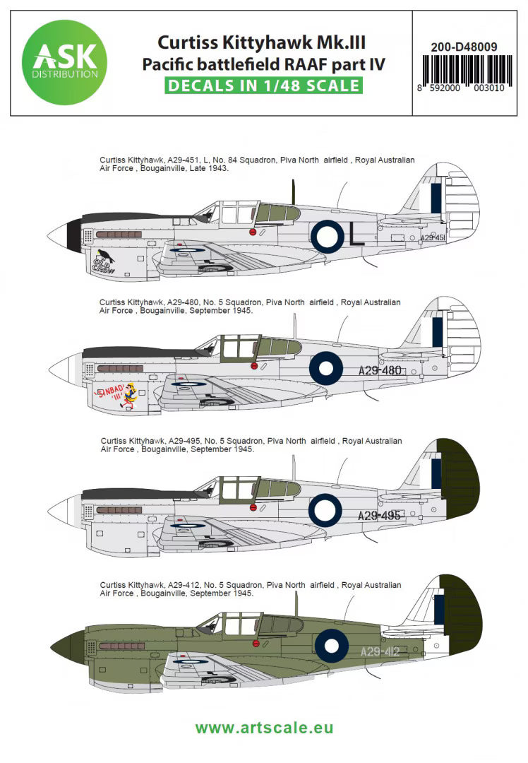 Curtiss Kittyhawk Mk.III Pacific Battlefield RAAF Part IV (Decal)