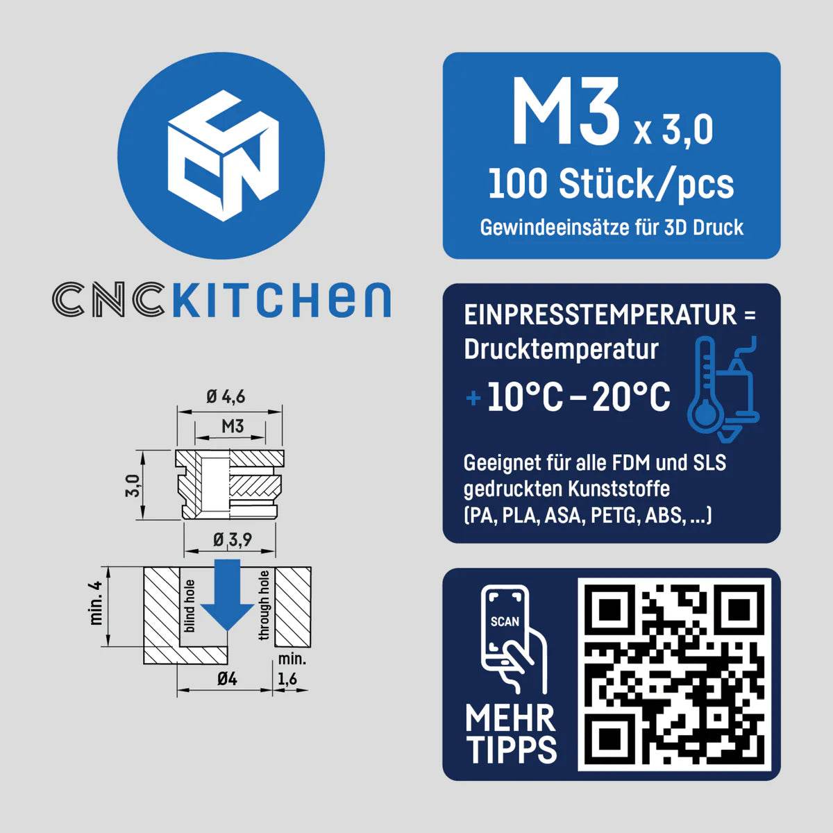 CNC Kitchen Brass Heat Set Inserts 10 pcs - Rising Sun FPV