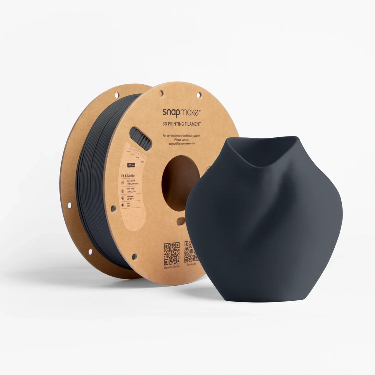 Snapmaker Matte PLA Filament (1kg, RFID) - Carbon Black