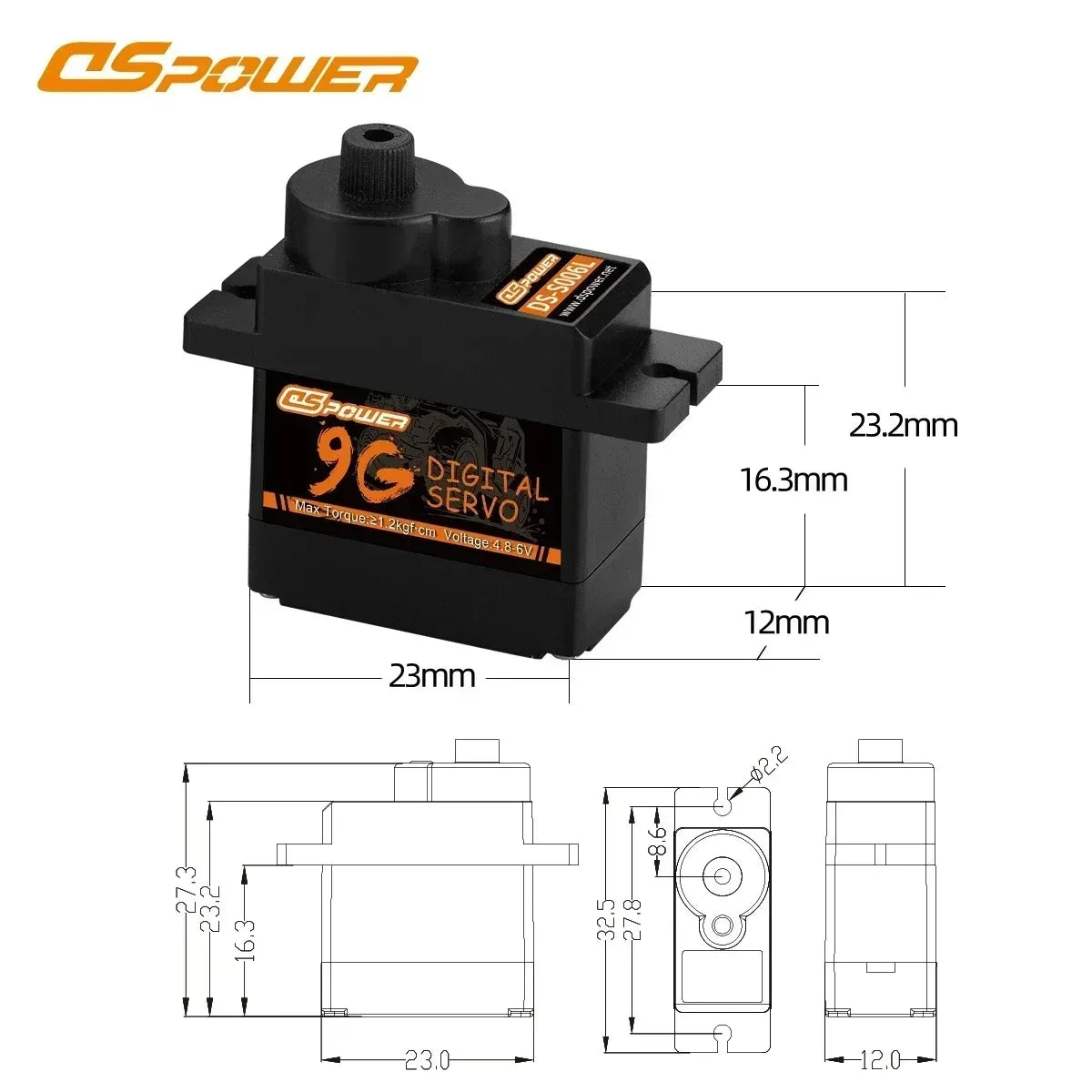 DSpower 9g Micro Clutch Digital Servo Motor JR Plug Plastic Gear for RC