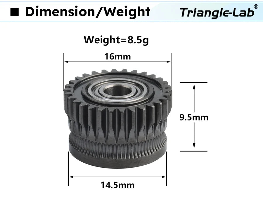Creality K1C/K1/K1 Max Metal Extruder Gear (DLC Coating) By Trianglelab