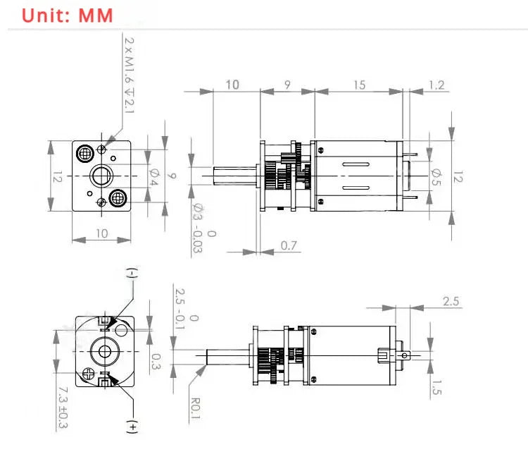 N20 12V 500RPM Gear Motor