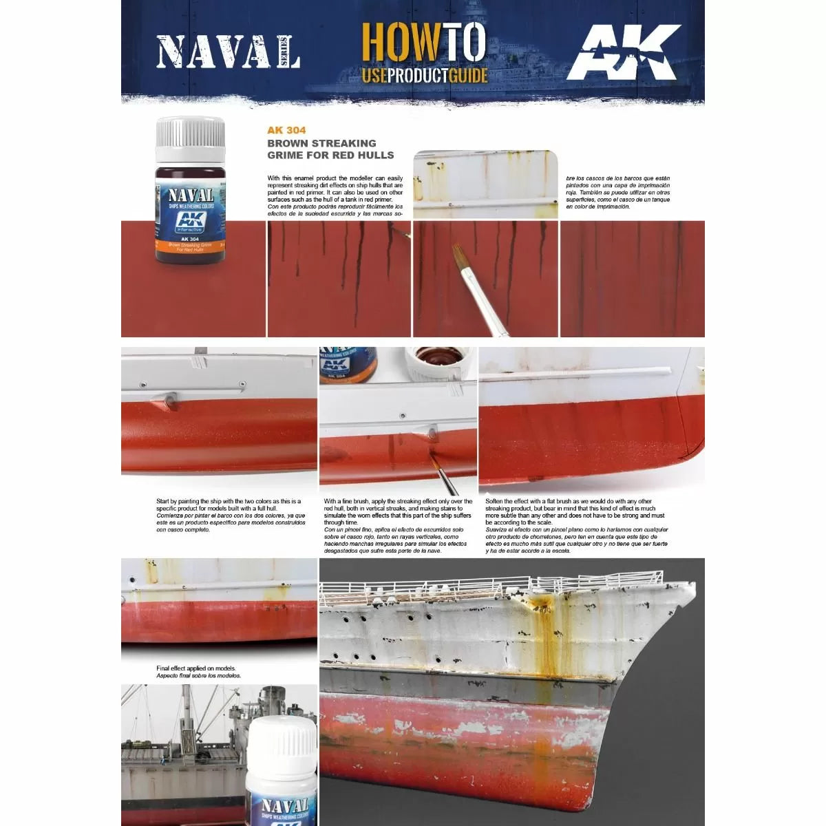 AK Interactive - Weathering Products - Brown Streaking Grime For Red Hulls 35ml