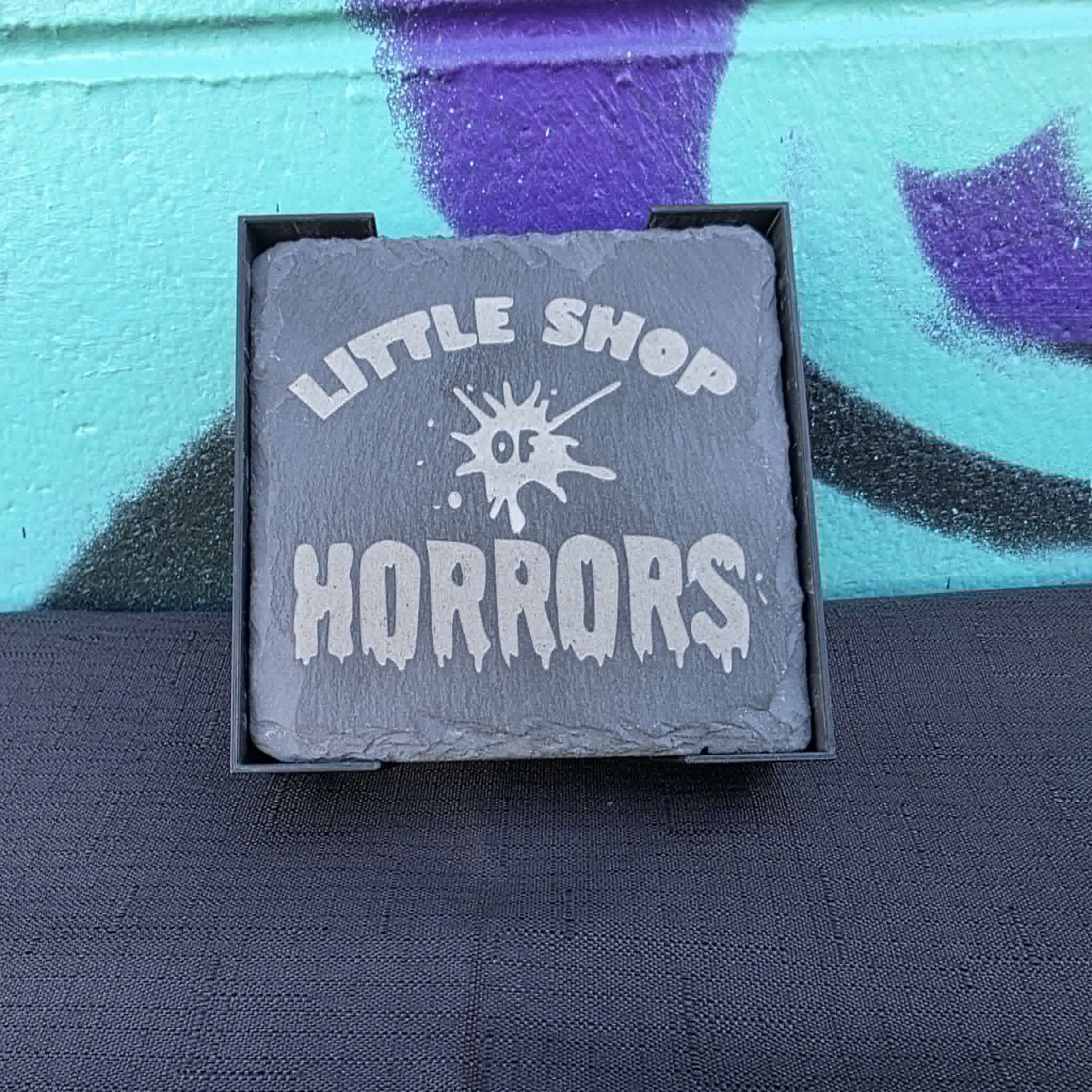 Laser etched slate coasters