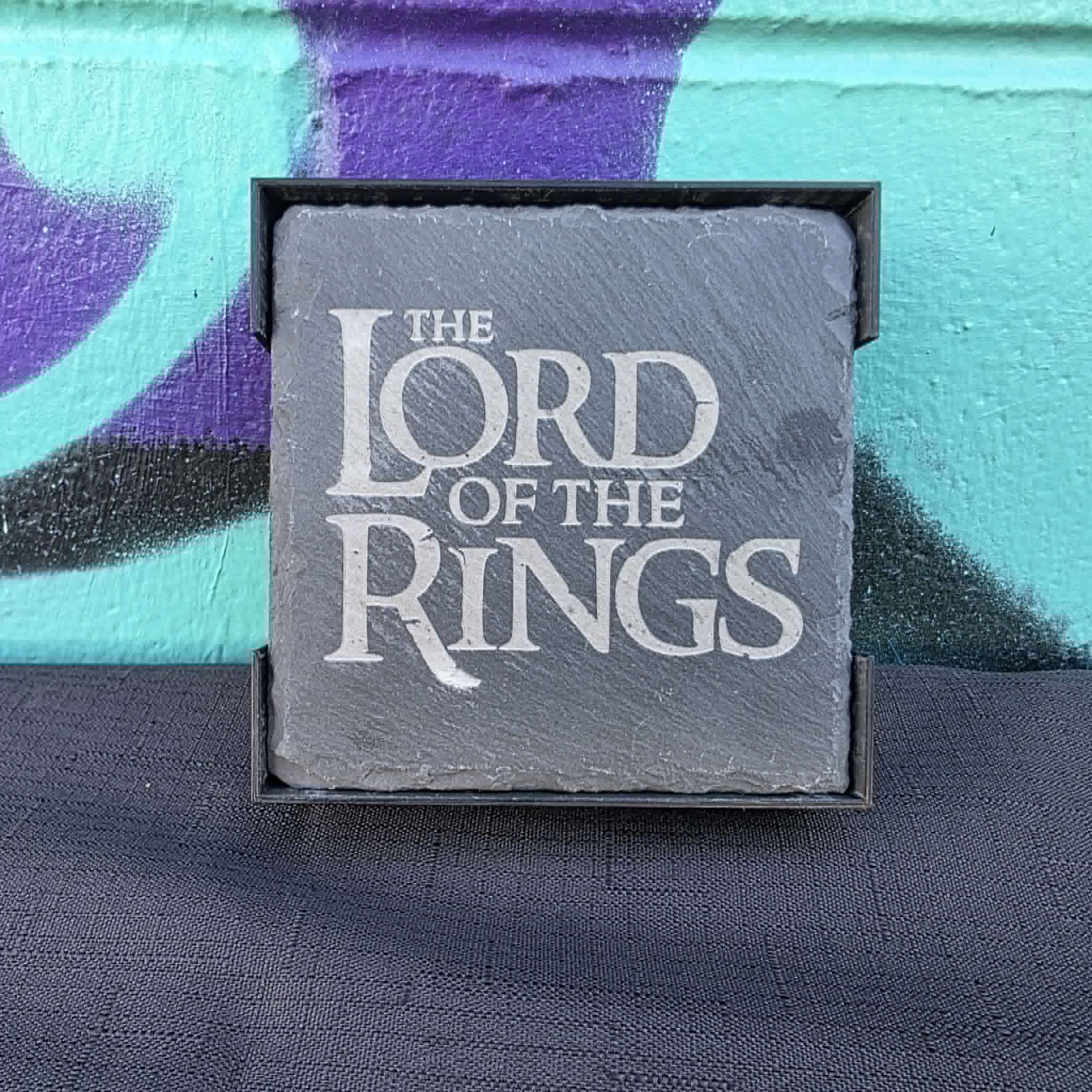 Laser etched slate coasters