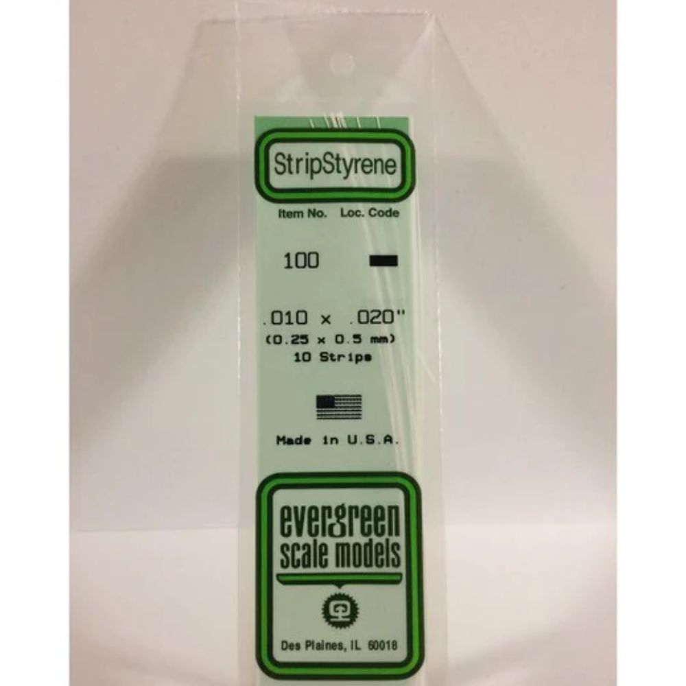 Evergreen 100 Styrene Strip .010 x .020 in (10 Pack)