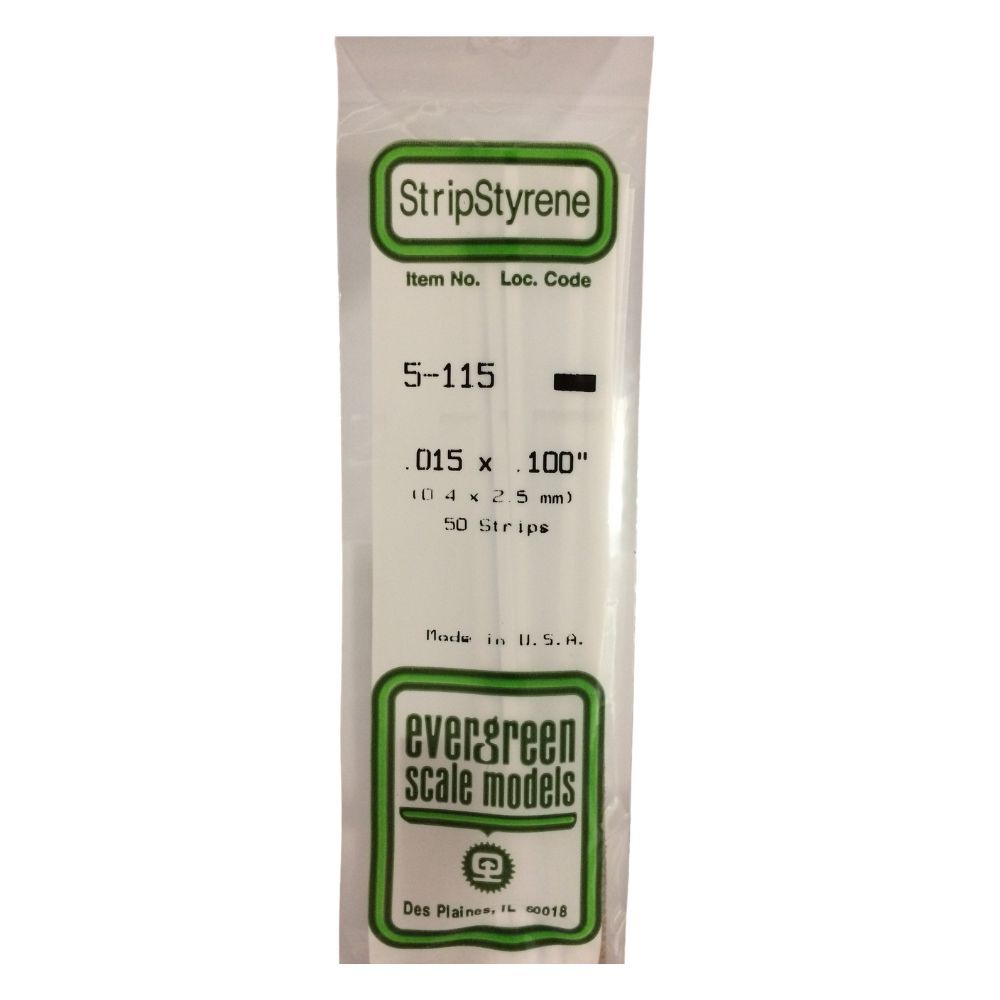 Evergreen 115 Styrene Strip .015 x .100 in (10 Pack)