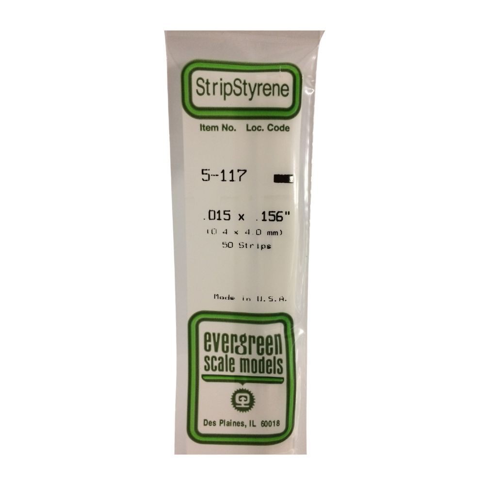 Evergreen 117 Styrene Strip .015 x .156 in (10 Pack)
