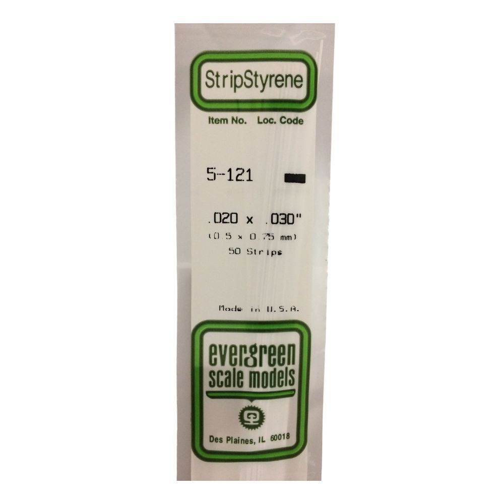 Evergreen 121 Styrene Strip .020 x .030 in (10 Pack)