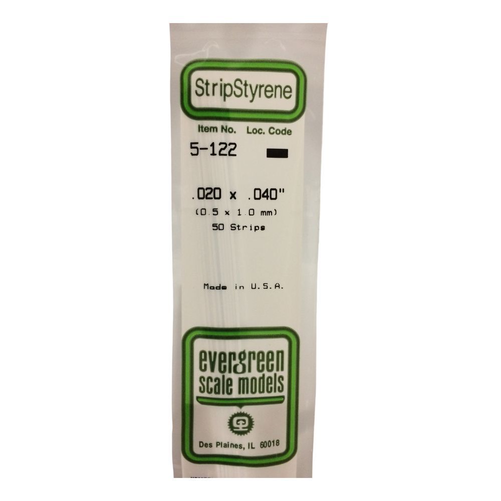 Evergreen 122 Styrene Strip .020 x .040 in (10 Pack)