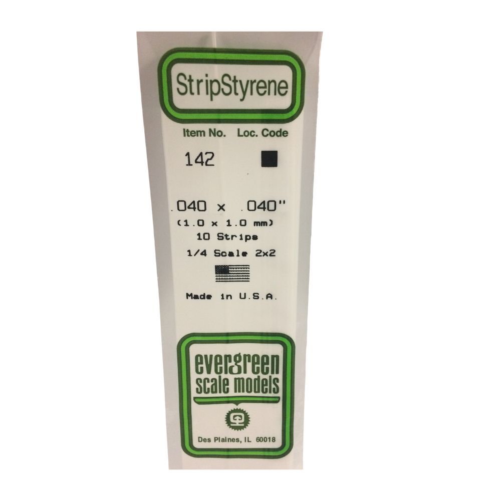 Evergreen 142 Styrene Strip .040 x .040 in (10 Pack)