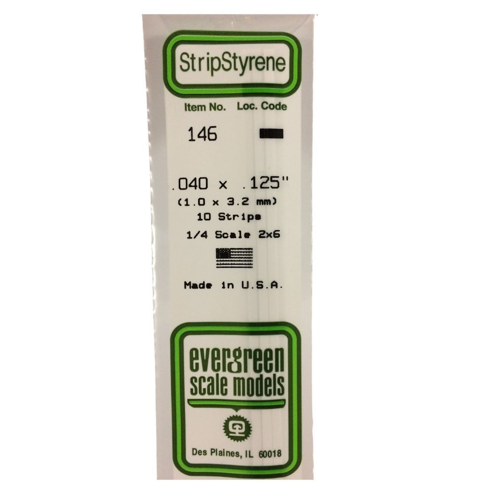 Evergreen 146 Styrene Strip .040 x .125 in (10 Pack)