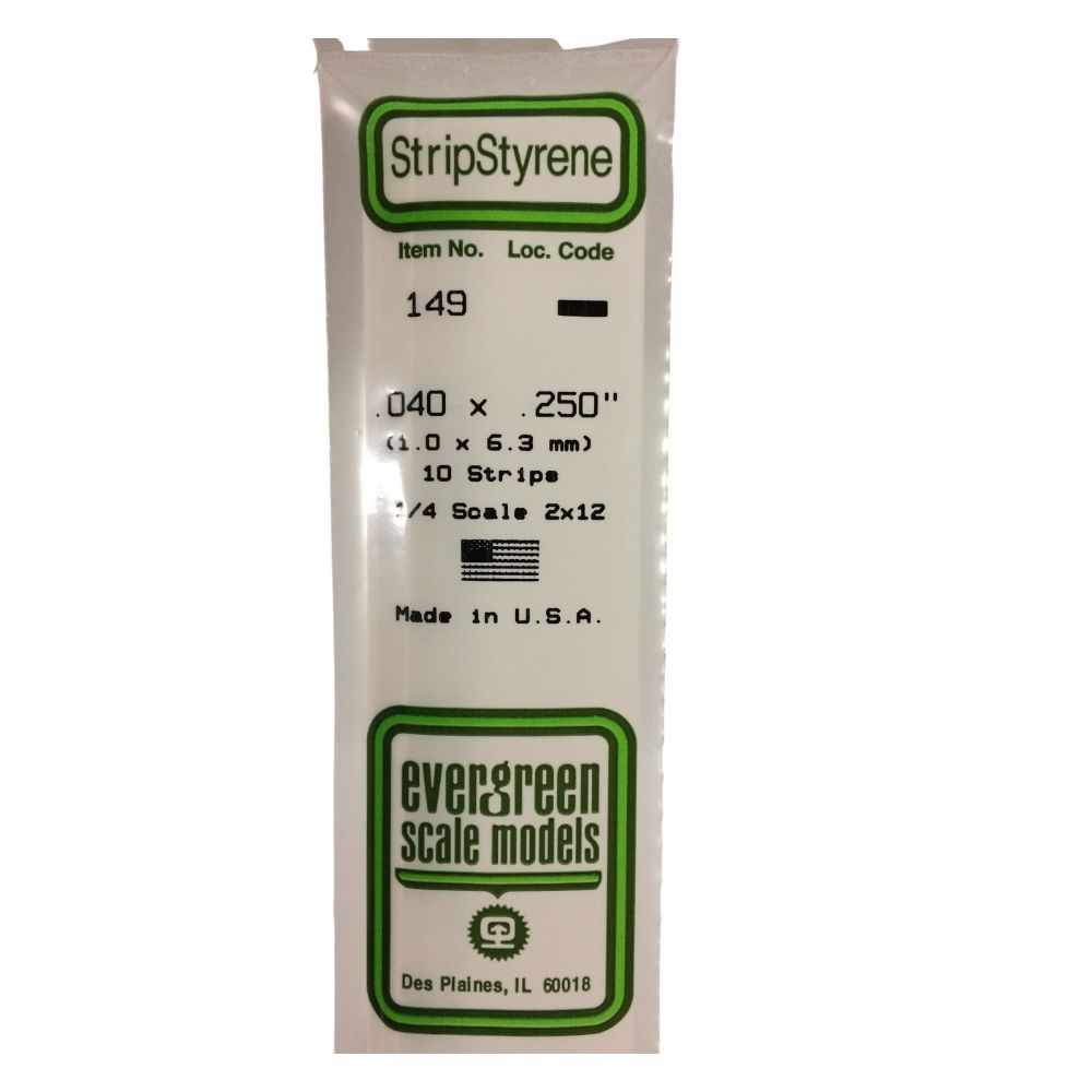Evergreen 149 Styrene Strip .040 x .250 in (10 Pack)
