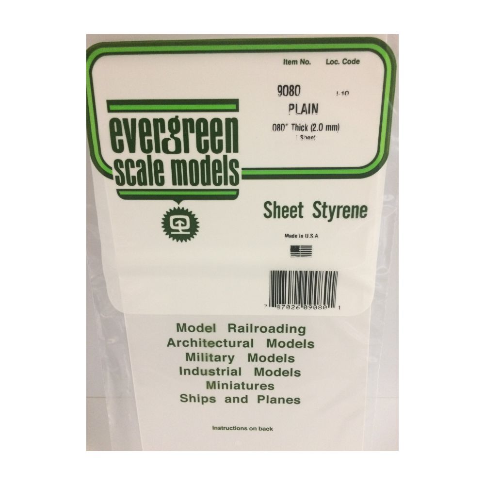 Evergreen 19080 White Styrene Sheet 12 x 24 in, .080 in Thick (3 Pack)