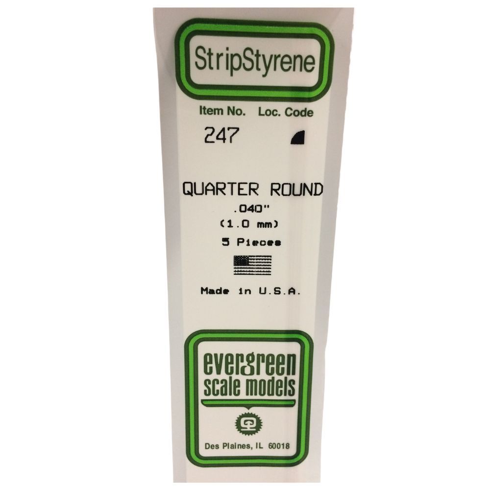 Evergreen 247 Styrene Quarter Round .040 in (1.0 mm) (5 Pack)