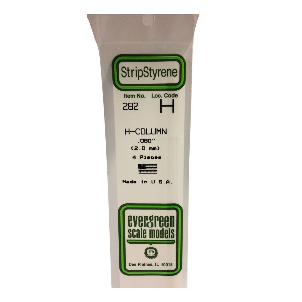 Evergreen 282 Styrene H-Column .080 in (2.0 mm) (4 Pack)