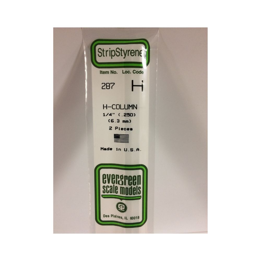 Evergreen 287 Styrene H-Column .250 in (6.4 mm) (2 Pack)