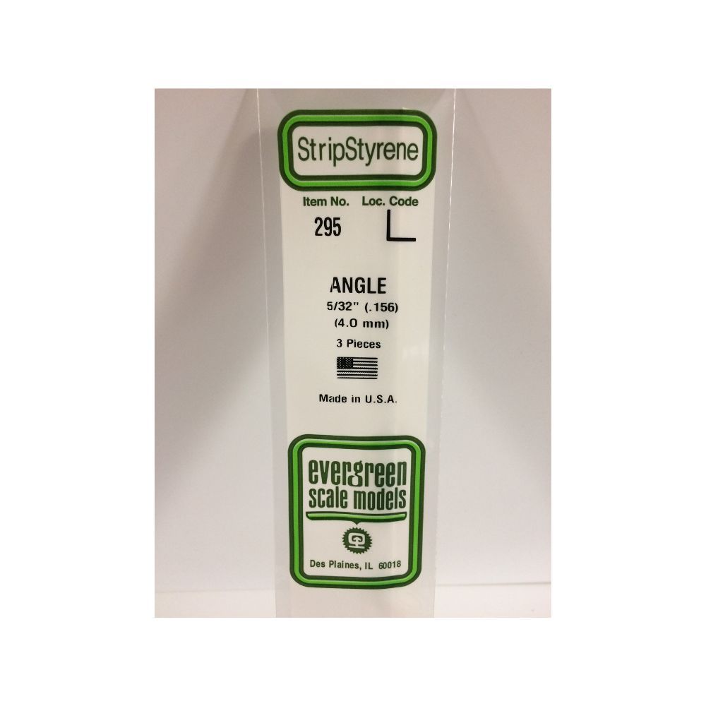 Evergreen 295 Styrene Angle .156 in (4.0 mm) (3 Pack)