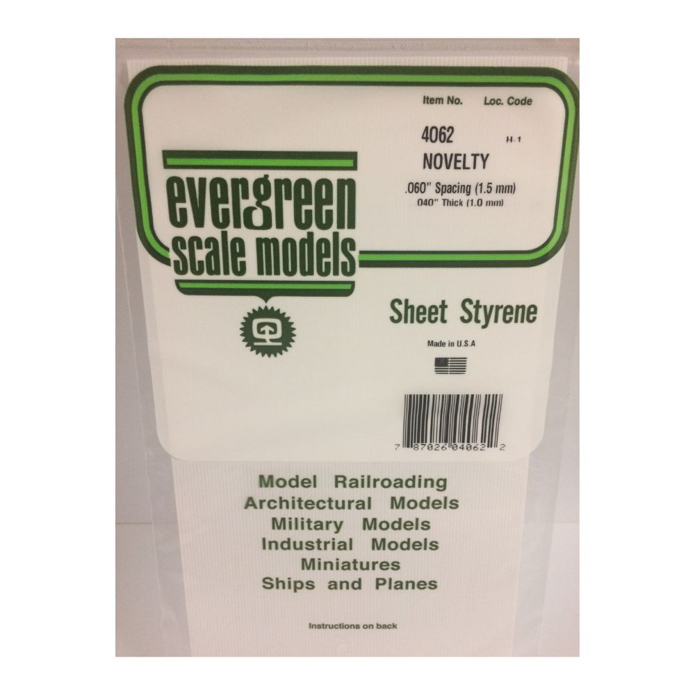 Evergreen 4062 Styrene Novelty Siding, .060 in Spacing, 6 x 12 in