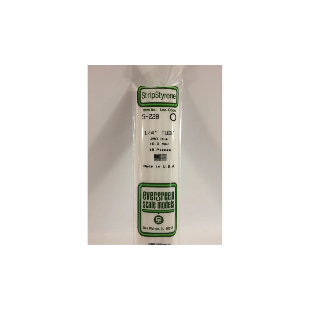 Evergreen 5228 Styrene Tube 1/4 (.250) in (15 Pack)