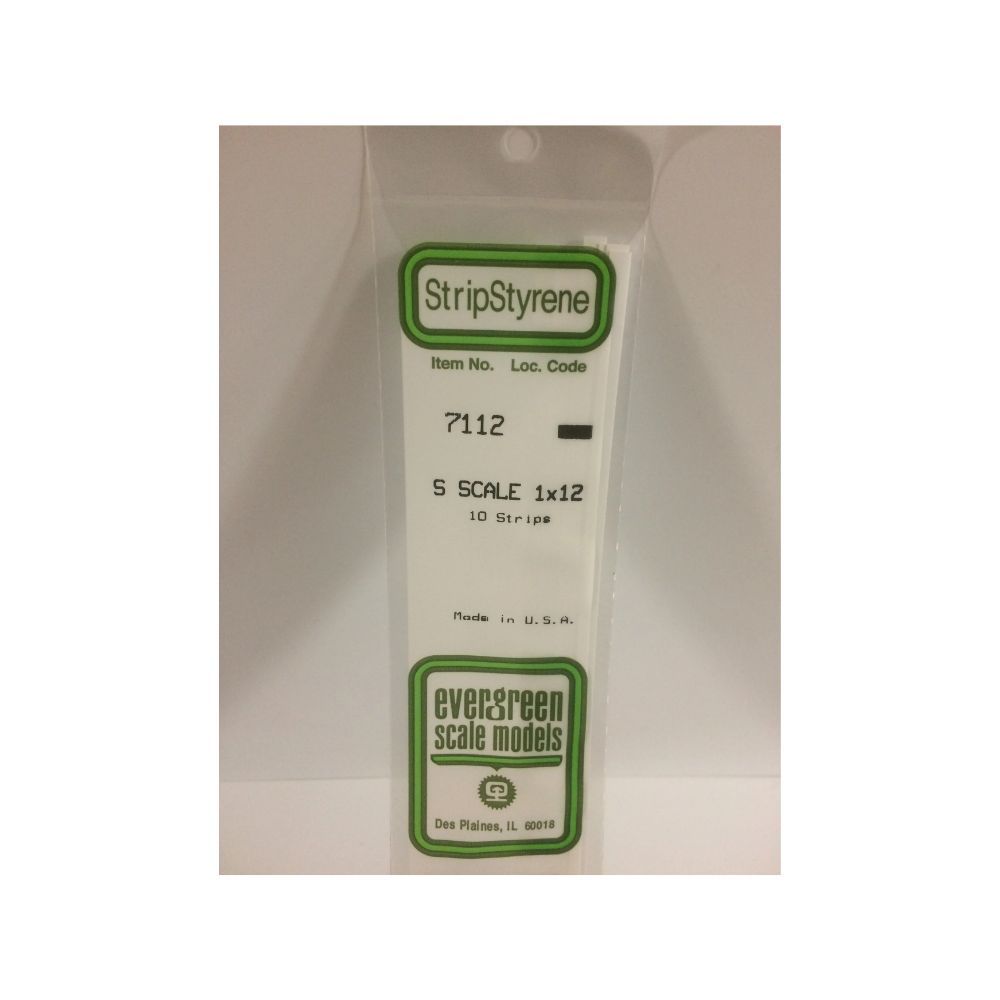 Evergreen 7112 S Scale Styrene Strip 1 x 12 (10 Pack)