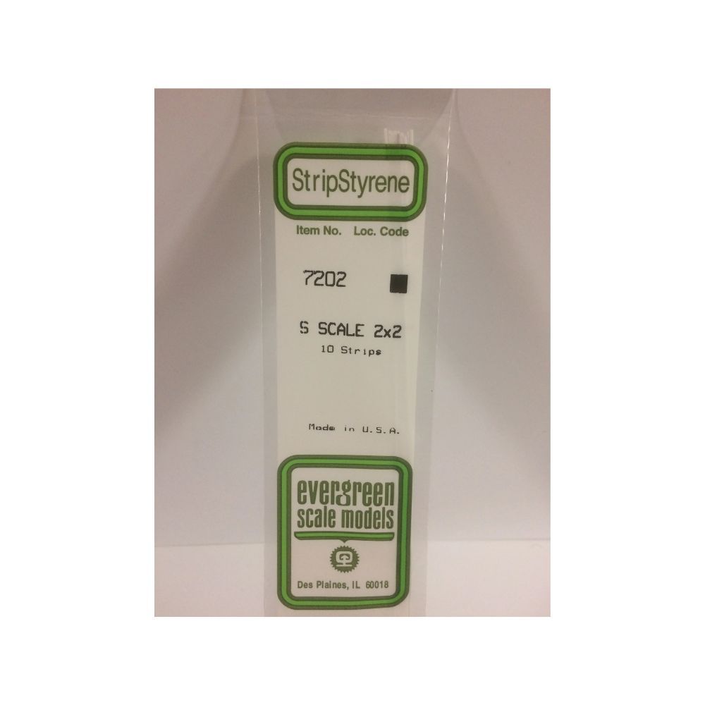 Evergreen 7202 S Scale Styrene Strip 2 x 2 (10 Pack)