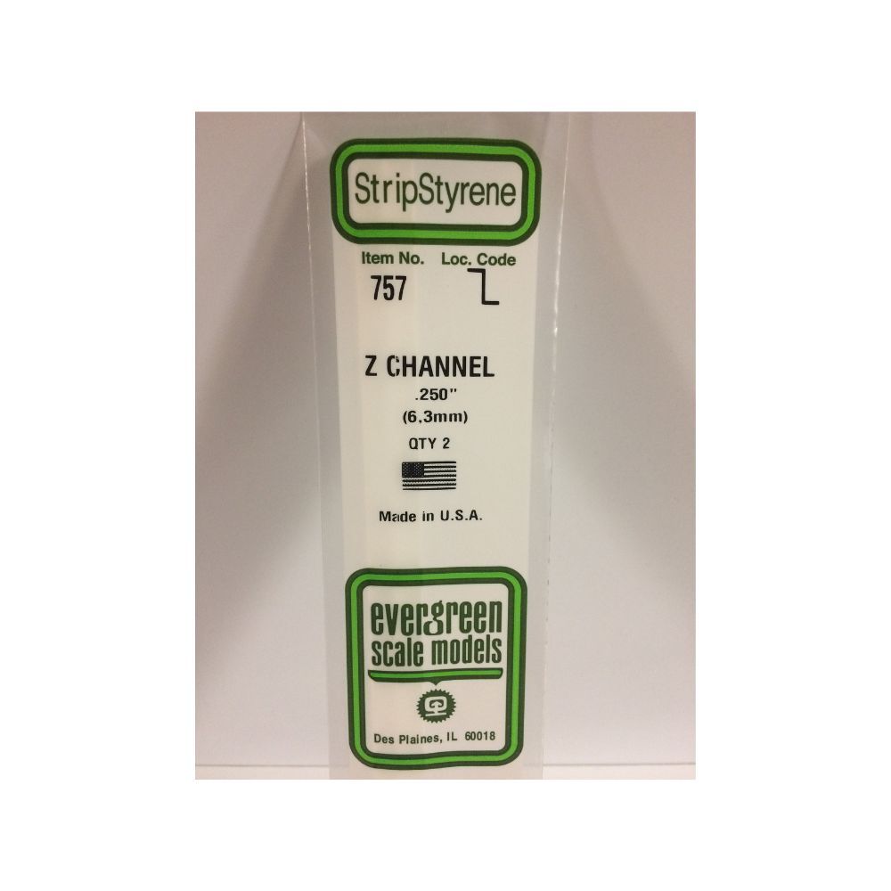 Evergreen 757 Styrene Z-Channel 6.3 mm x 14 in (2 Pack)