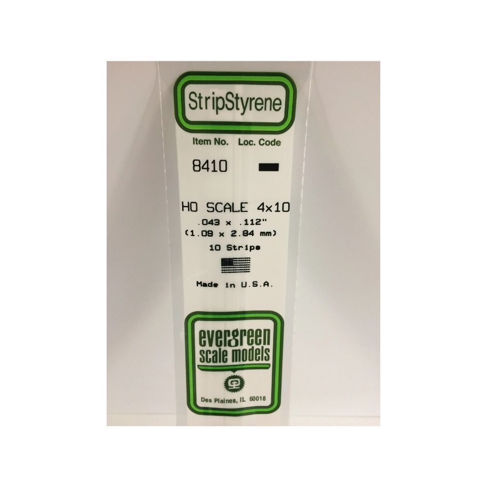 Evergreen 8410 HO Scale Styrene Strip 4 x 10 (10 Pack)