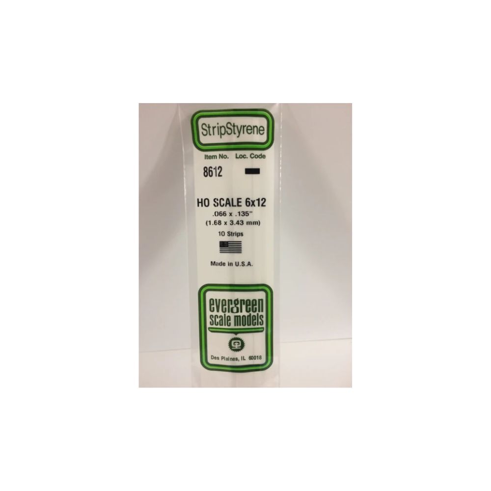 Evergreen 8612 HO Scale Styrene Strip 6 x 12 (10 Pack)
