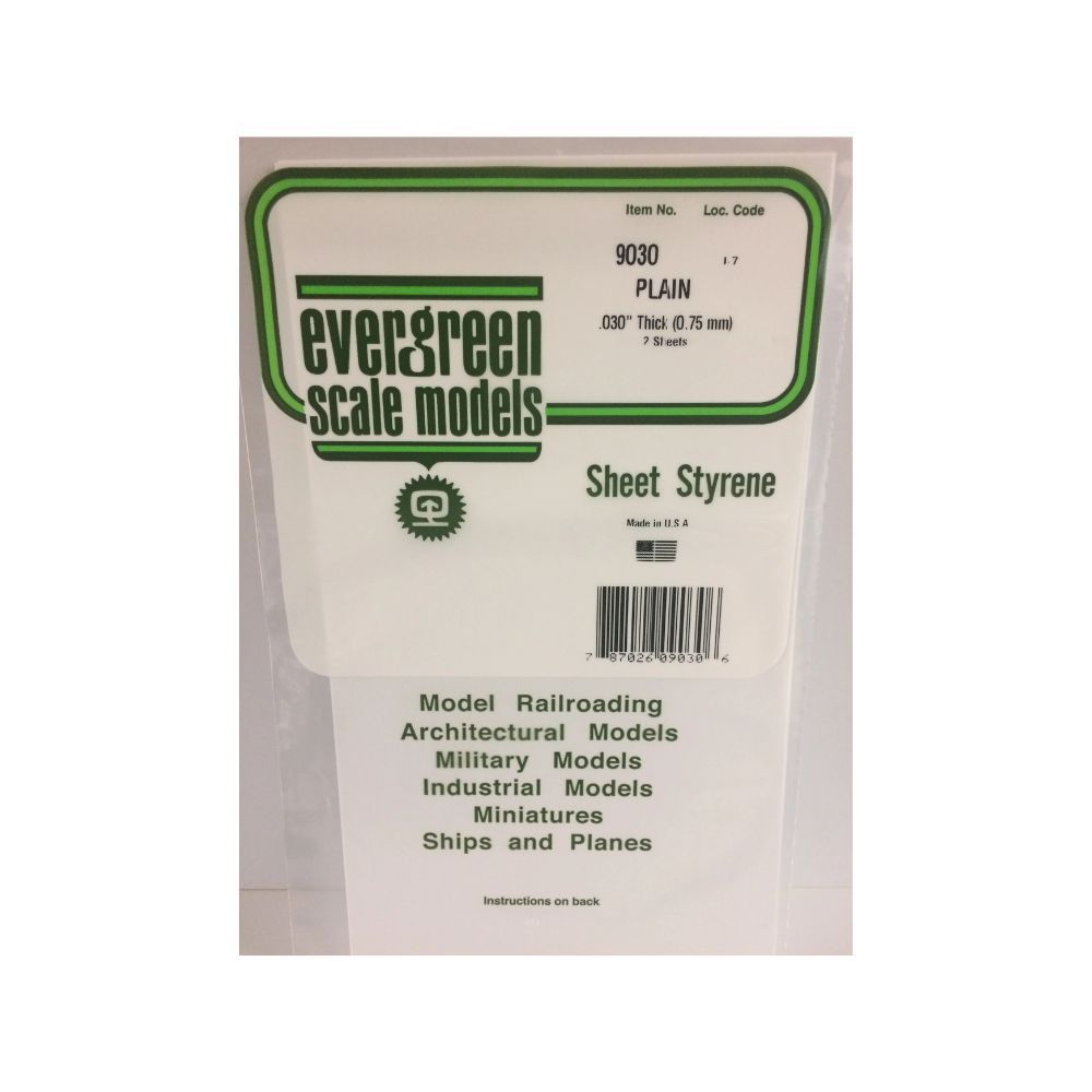 Evergreen 9030 White Styrene Sheet 6 x 12 in, .030 in Thick (2 Pack)