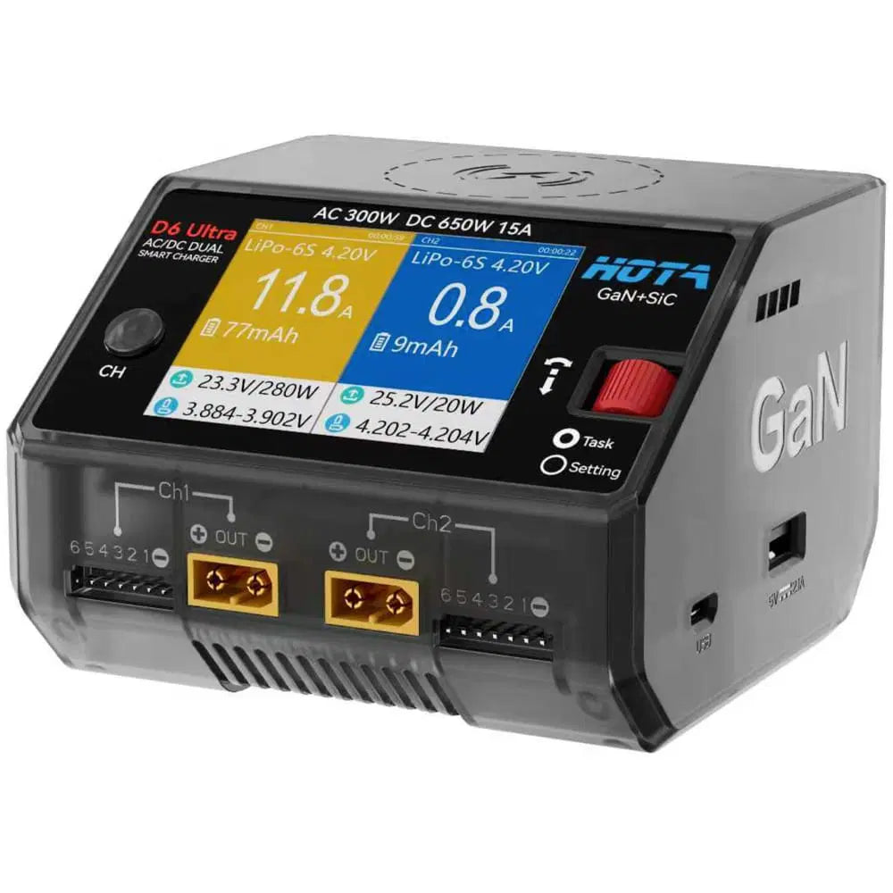 HOTA D6 Ultra Dual Channel Charger GaN AC300W DC650W 15A (AC/DC charger)