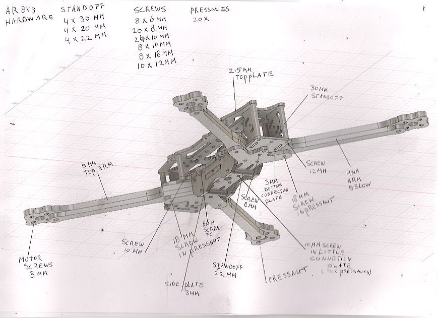 AR8V4 8" Spare Arms (Stand in Quad Designs)
