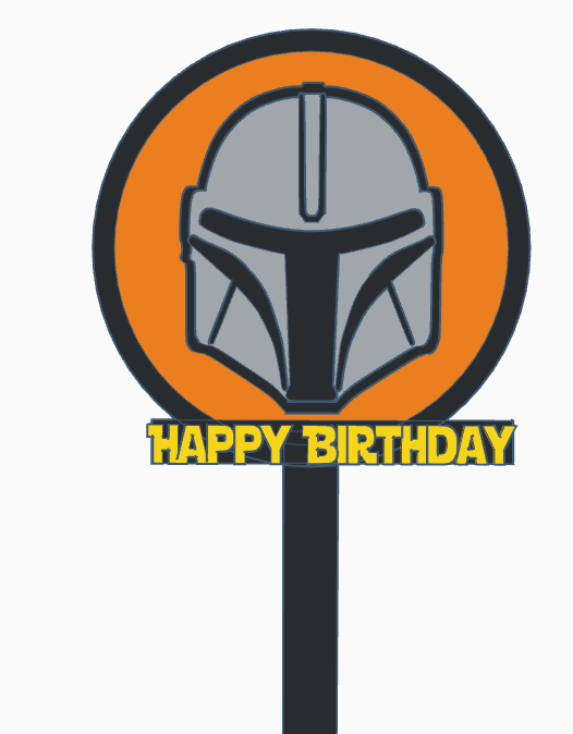 Simple Mando helmet cake topper - Rising Sun FPV