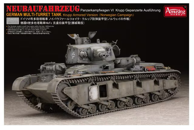 Neubaufahrzeug Panzerkampfwagen VI Krupp Gepanzerte Ausfuhrung German Multi-Turret Tank Krupp Armored Version (Norwegian Campaign) Amusing Hobby | No. 35A003 | 1:35