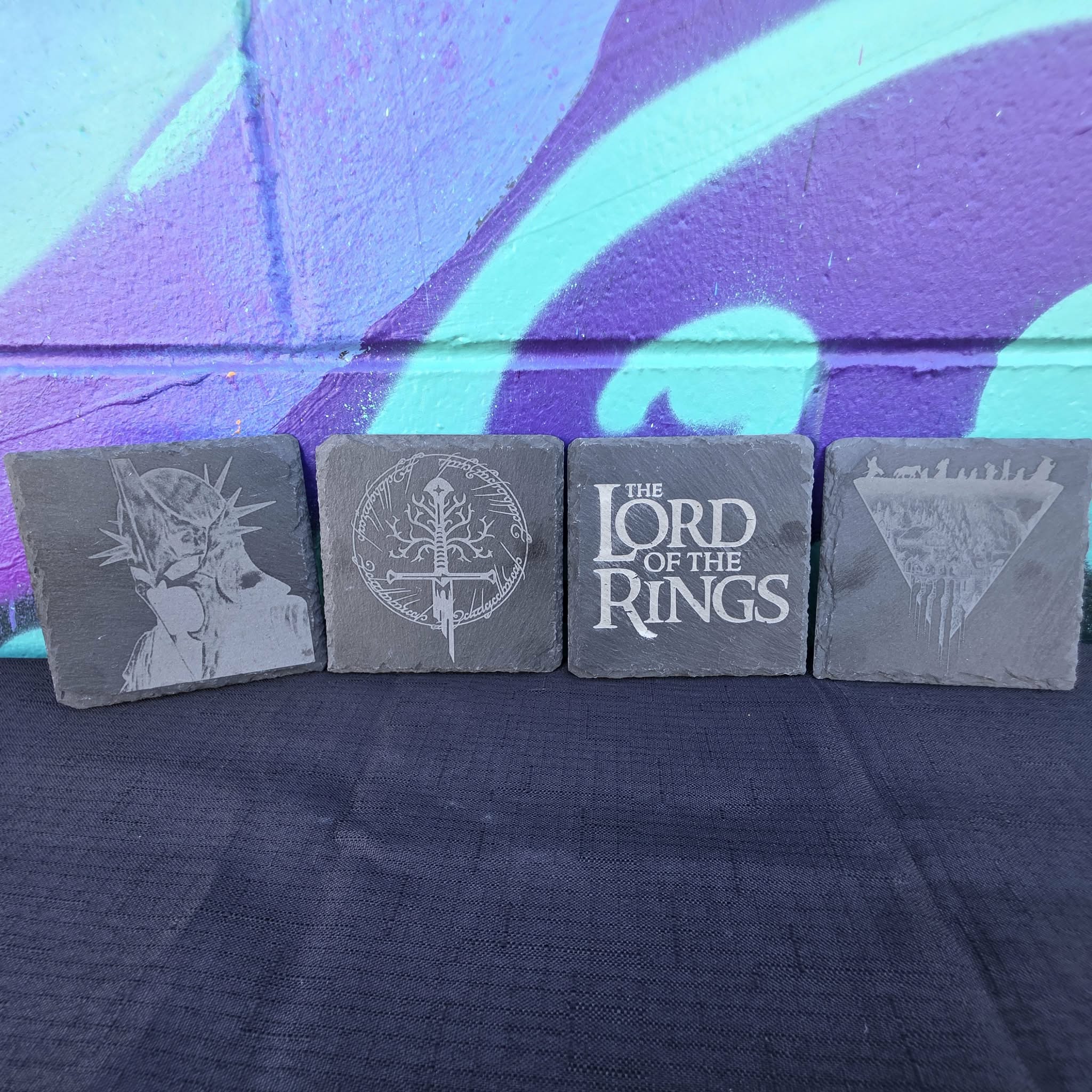 Laser etched slate coasters