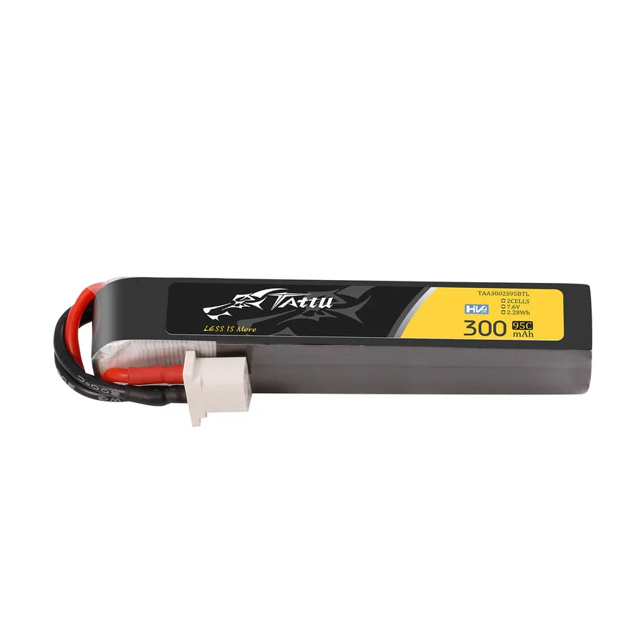 Tattu 300mAh 2S 95C 7.6V HV Lipo Battery - Long with BT3.0 Plug