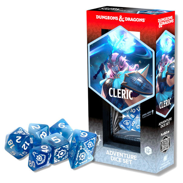 Sirius Dice - D&D Adventure Dice - Cleric - White n Blue