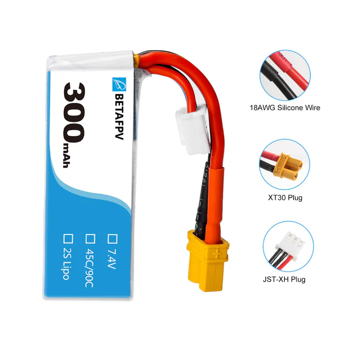 300mAh 2S 45C Lipo Battery (2PCS)