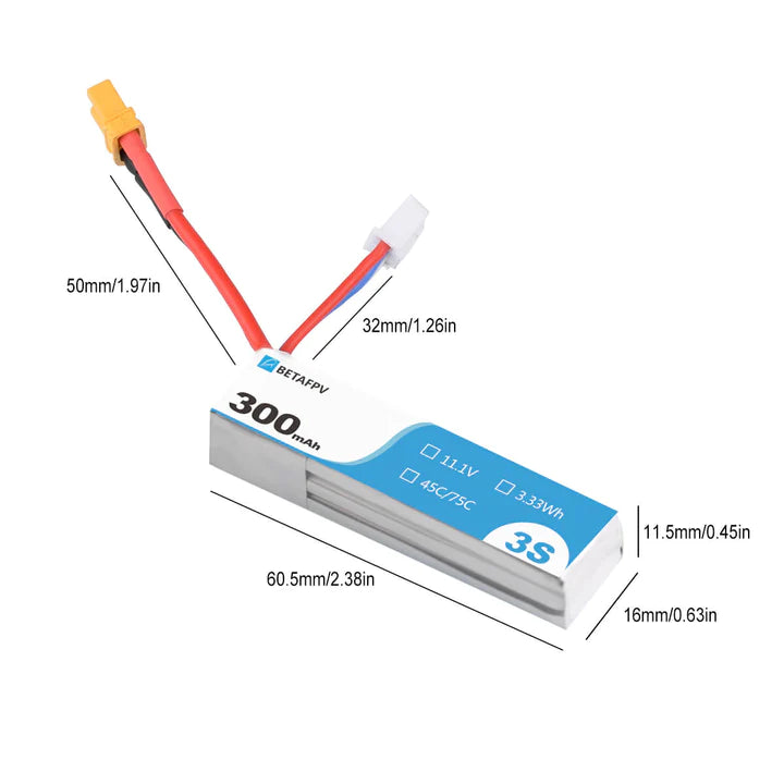 300mAh 3S 45C Lipo Battery S-Version (2PCS)