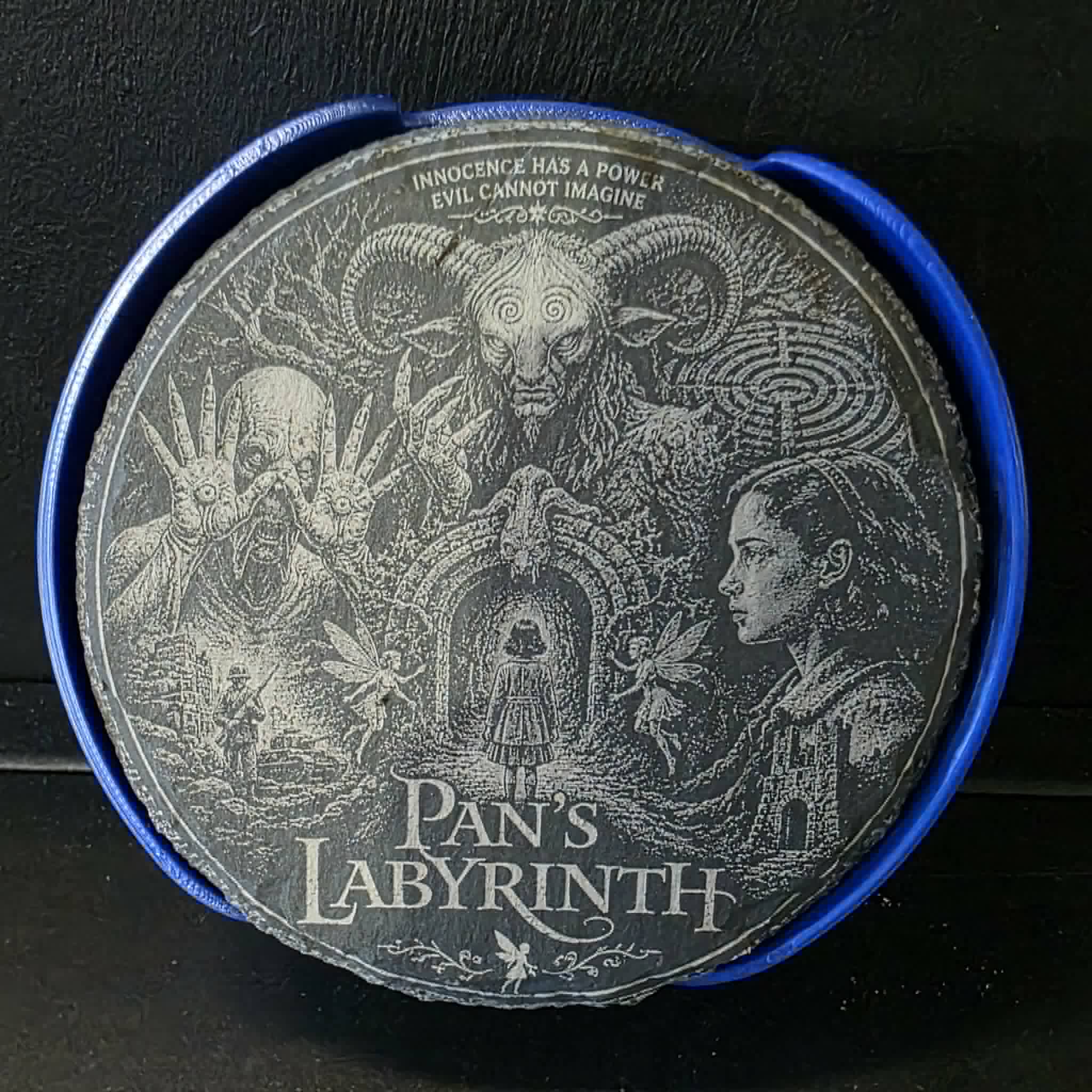 Laser etched slate coasters