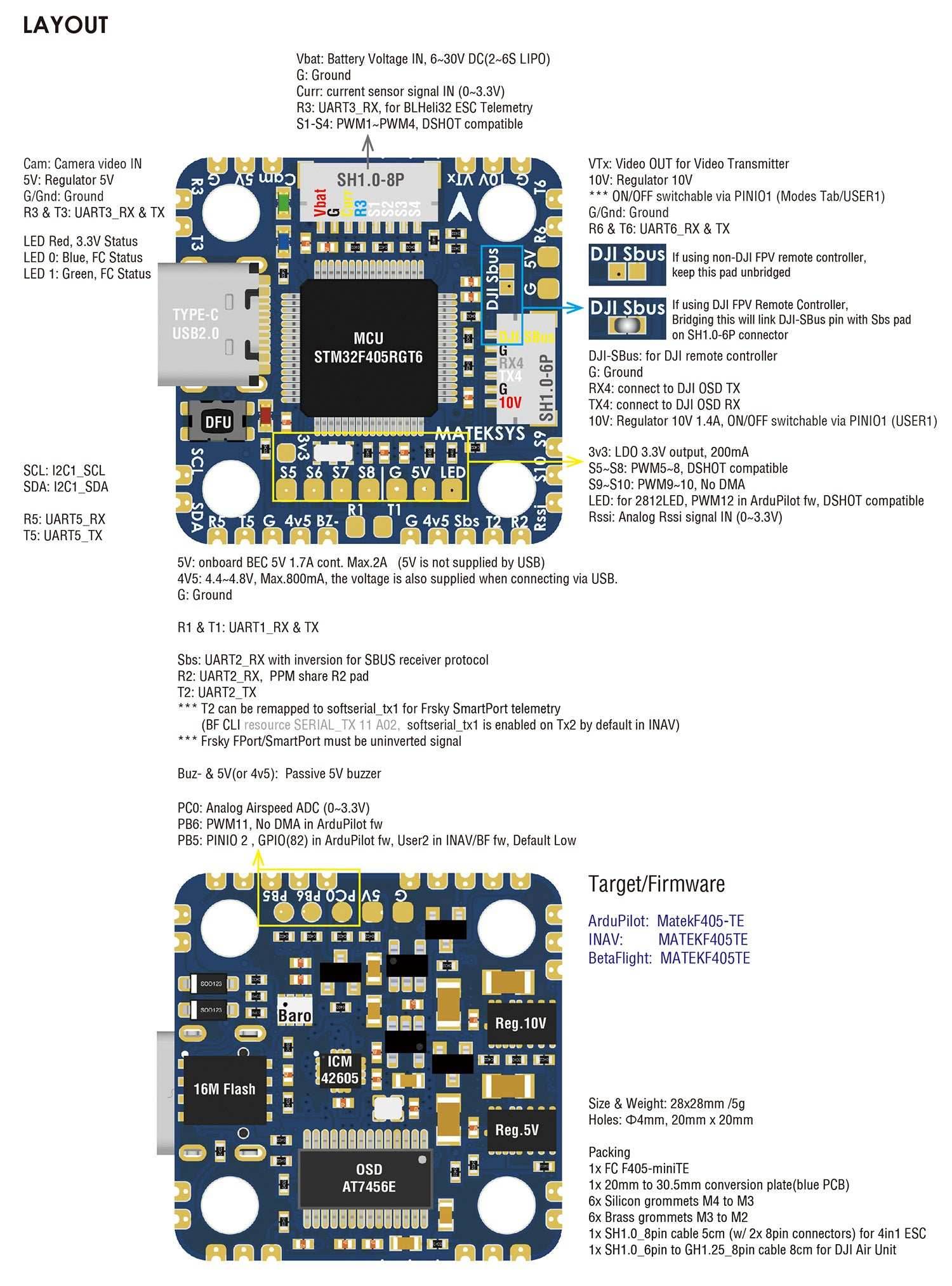 MatekSYS FLIGHT CONTROLLER F405-MINITE - Rising Sun FPV