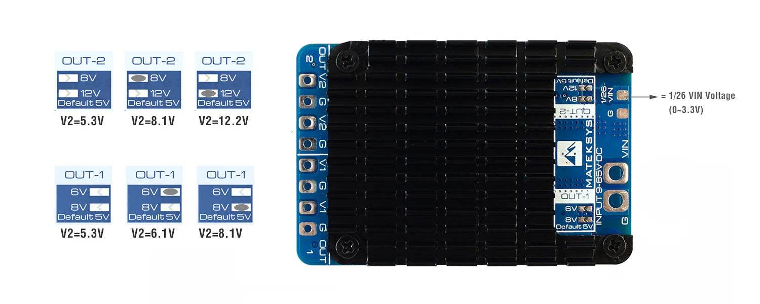 Matek PM20S-2 Power Module 3~20S Input W/ 2x BEC - Rising Sun FPV