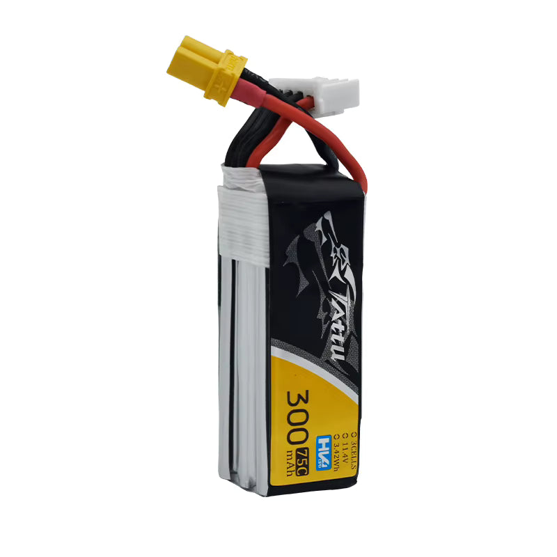 TATTU 11.4V/3S 300mAh 75C LiPo Battery with XT30 Plug