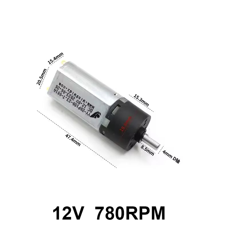 20mm 180 Metal Gearbox Reduction Motor DC 6V-12V 780RPM