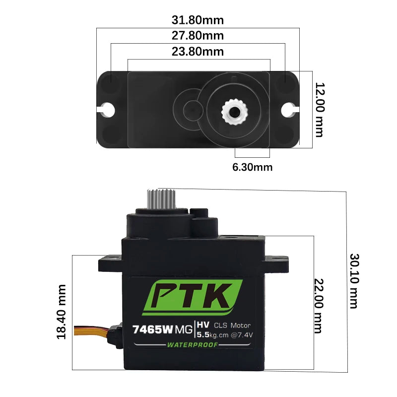 PTK 7465W MG 9g digital servo Metal gear waterproof HV 5kg/cm2
