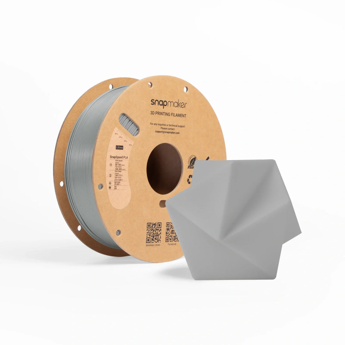 Snapmaker SnapSpeed PLA Filament (1kg, RFID) - Grey